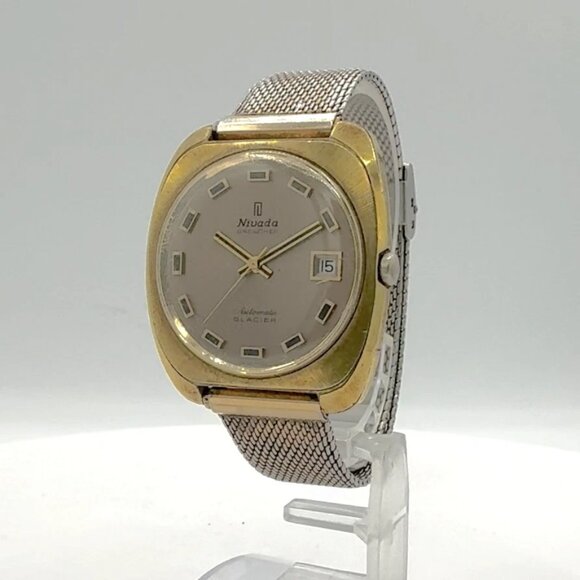 Vintage 36mm Nivada Antarctic Glacier Men's Automatic Wristwatch 2472 Swiss
